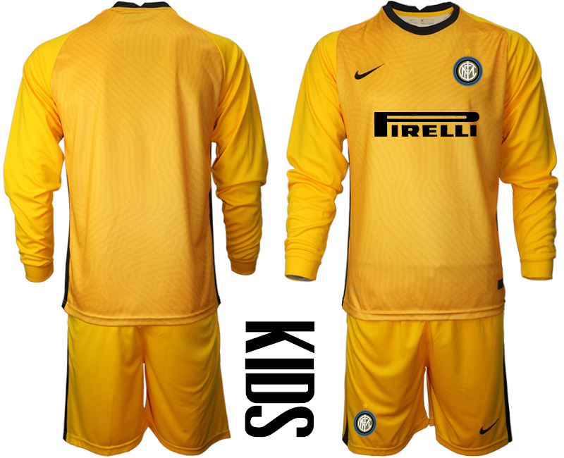 2021 Internazionale yellow goalkeeper youth long sleeve soccer jerseys